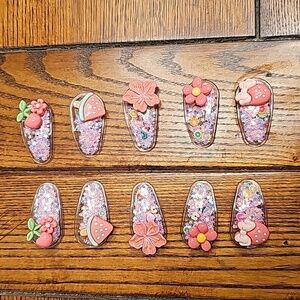 Ten cute pink resin hair clips